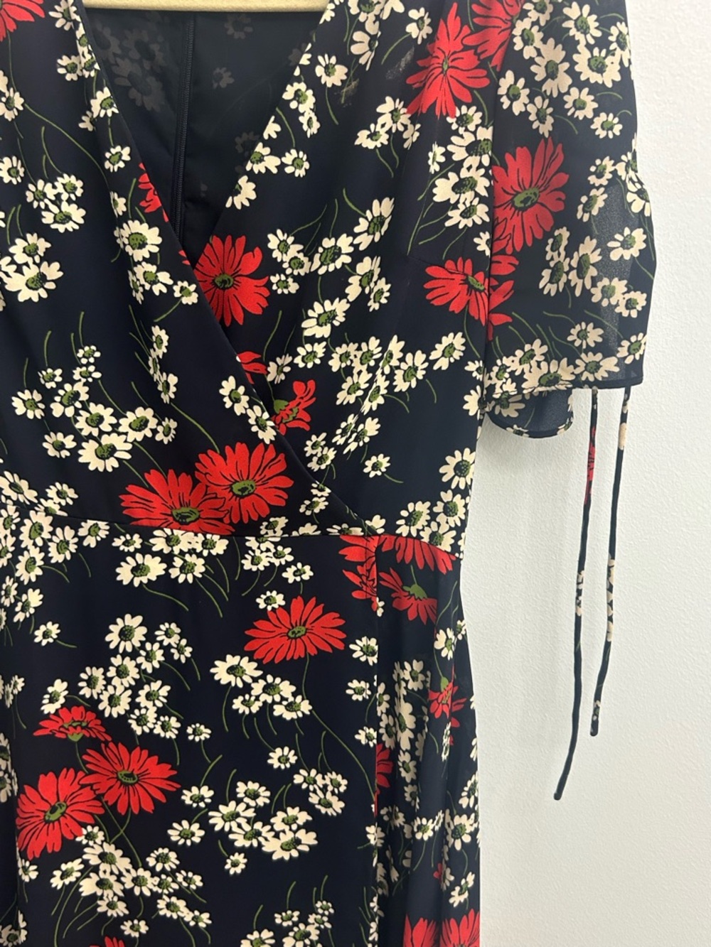 Madewell Navy Dress with Red & Cream Floral Print